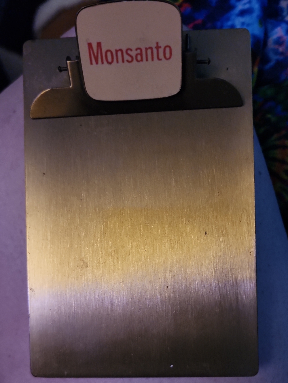 Vintage Monsanto Company Advertising Metal Notepad Mini Clipboard Memo Holder